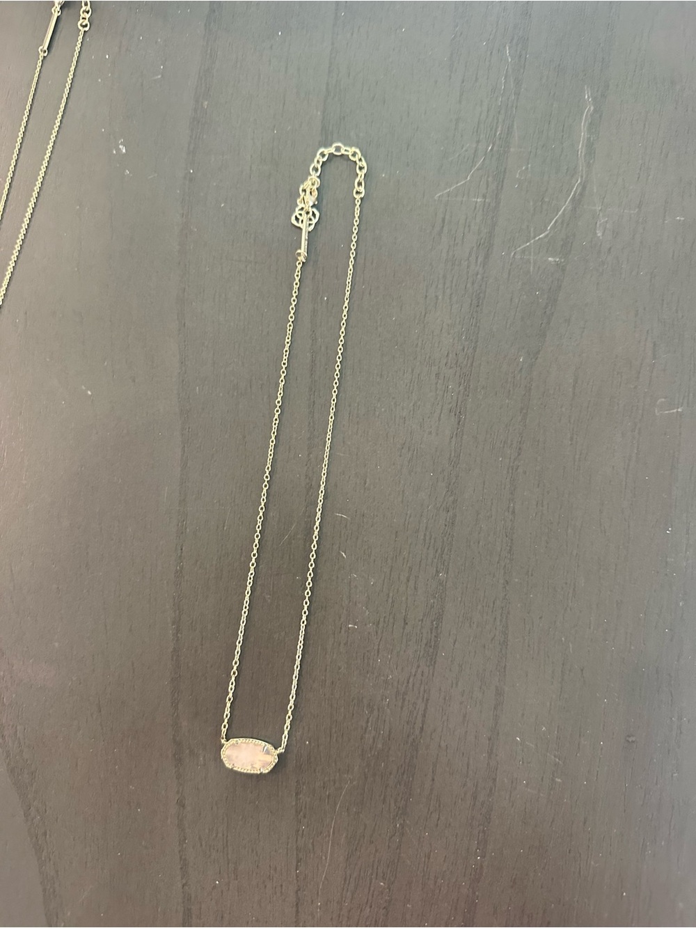 Kendra Scott Gold Necklace with Pink Oval Stone